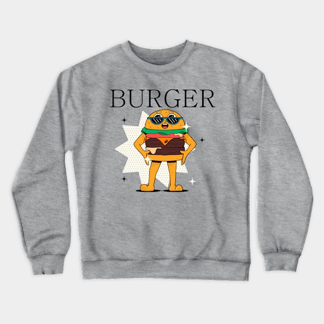 Hand Drawn Burger Fun Crewneck Sweatshirt by Mako Design 